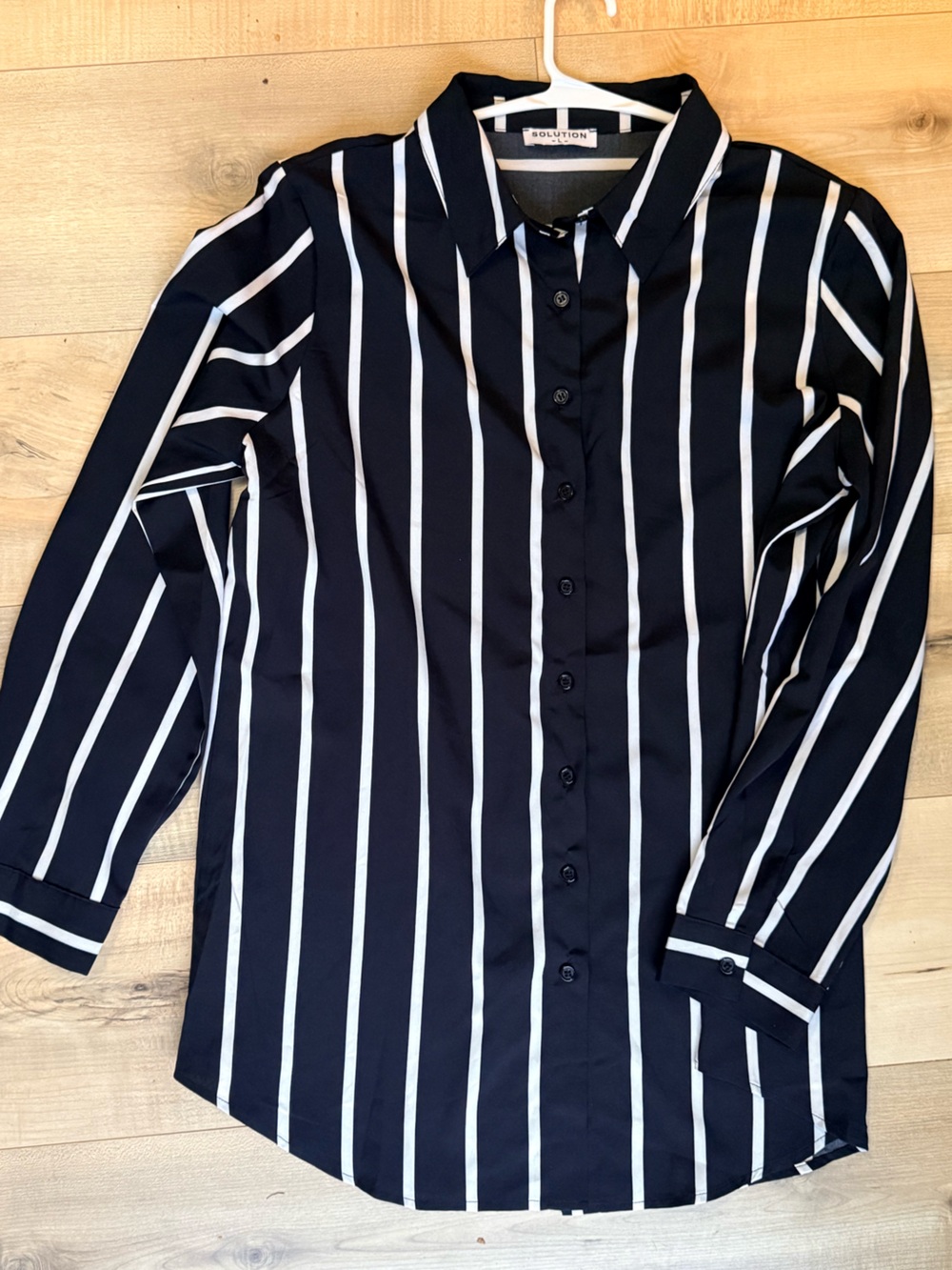 Classic Black & White Striped Button-Down Shirt - Picture 2 of 4